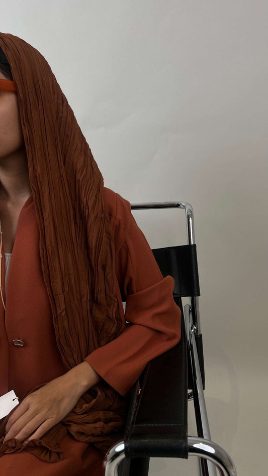 Pleated shela - burnt Orange